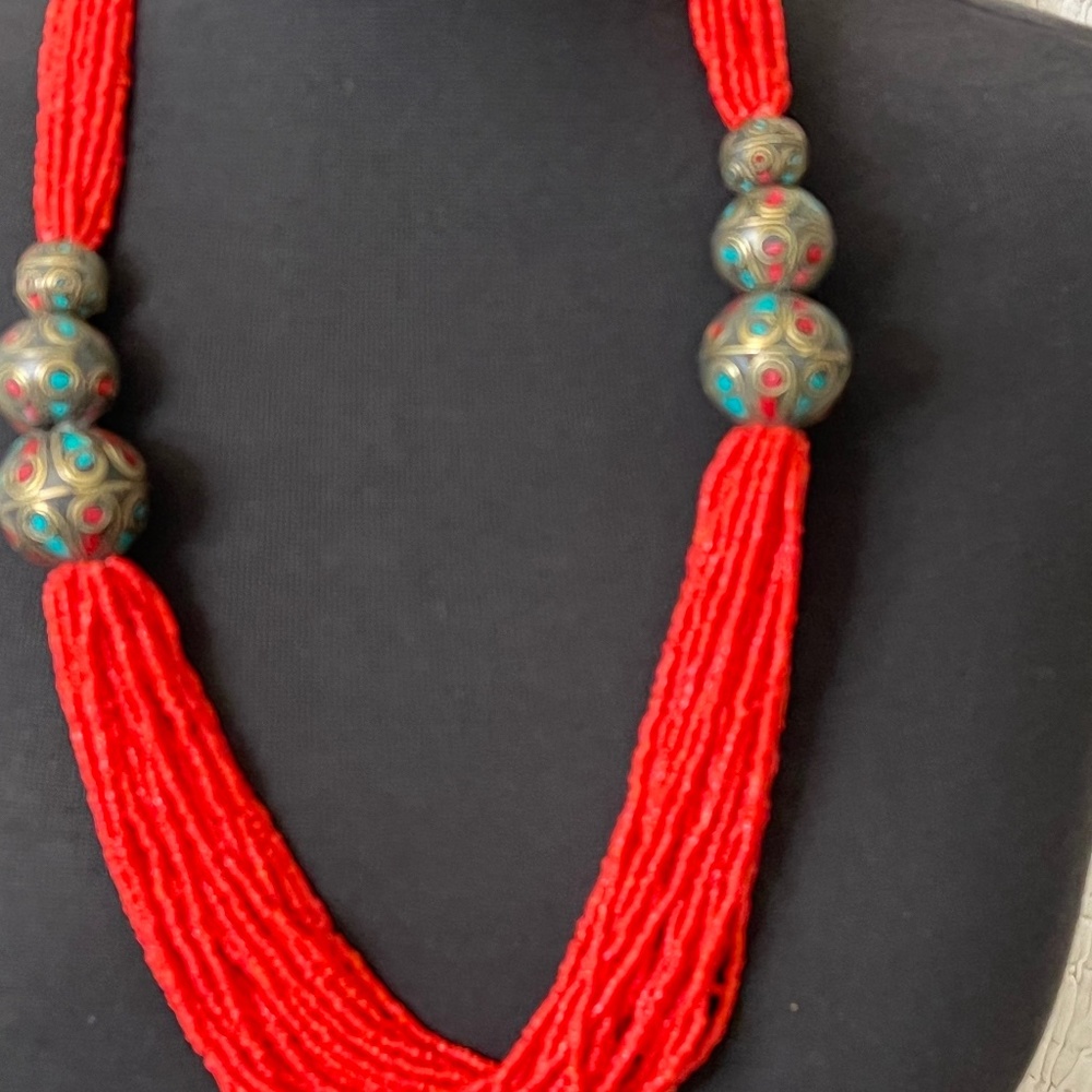 Tibetan hand carved necklace.